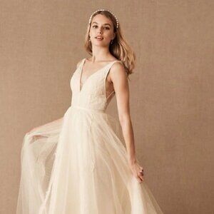 BHLDN Ivory lace A-line wedding dress - size 14